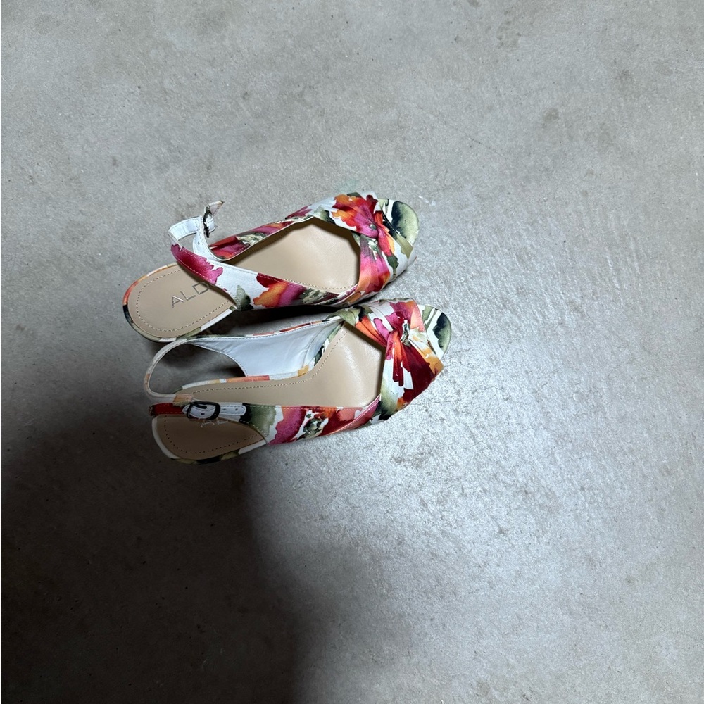 Aldo Red and Pink Heels Floral Elegance